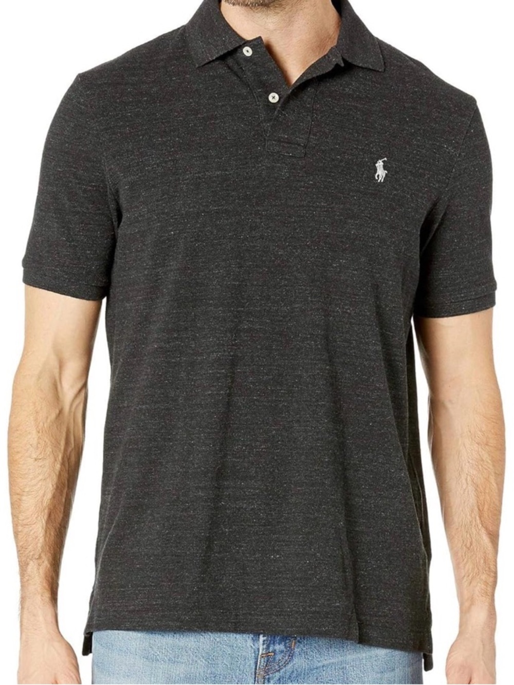 POLO Ralph Lauren Classic Fit 100% Cotton Dark Gray Mens Polo Large Soft Preppy